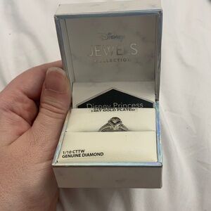 Disney Silver-Tone Ring with White Diamond Accent